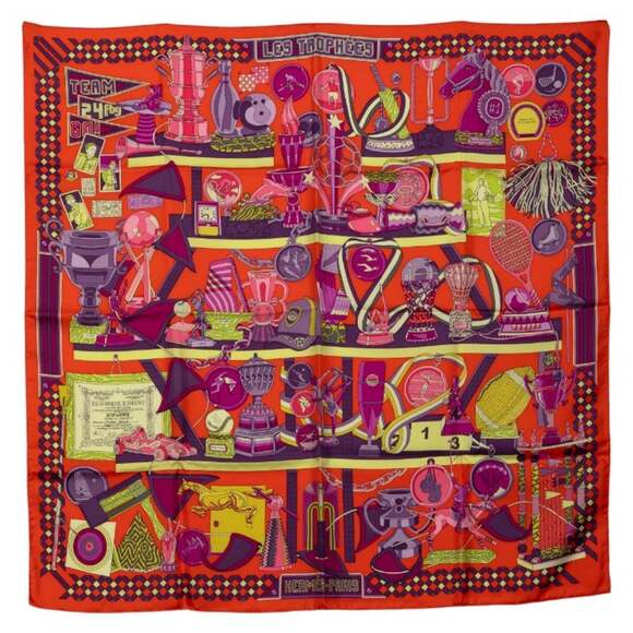 HERMES Authentic Orange Silk Scarf
